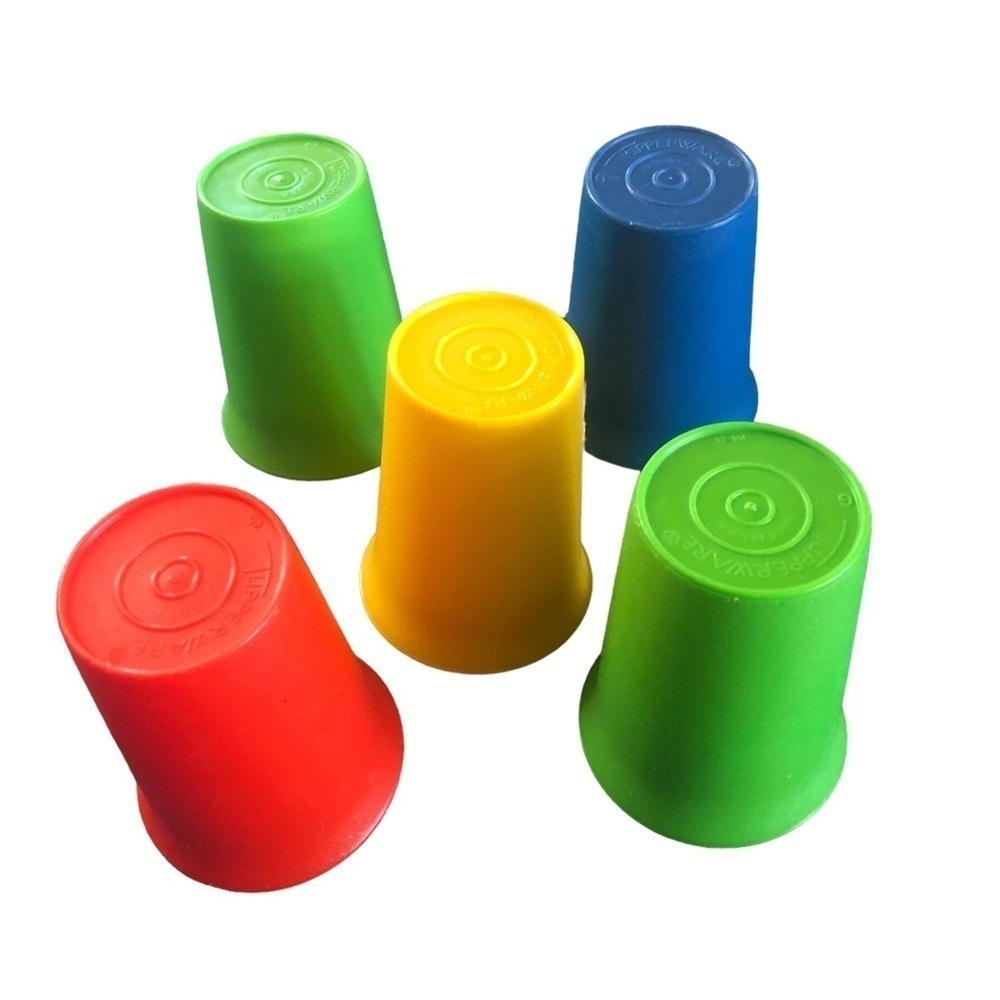 VTG 70’s Set 5 Tupperware Stackable Plastic Drinking Tumblers Bright Colors 6 Oz